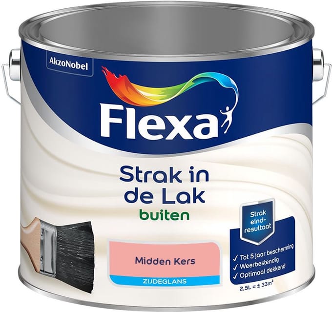 Flexa - Strak In De Lak Buitenlak Zijdeglans - Midden Kers - Mengverf - 2,5 L