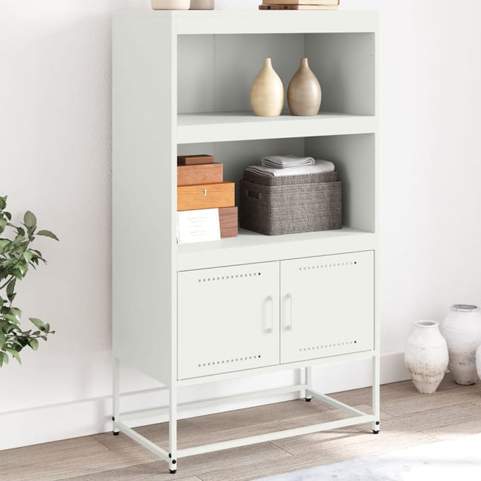 vidaXL - Hoge - kast - 68,5x38,5x123,5 - cm - staal - wit