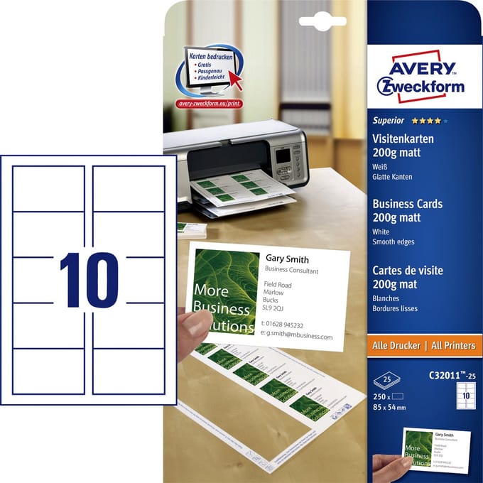 AVERY visitekaarten Quick&Clean  200 g/m��