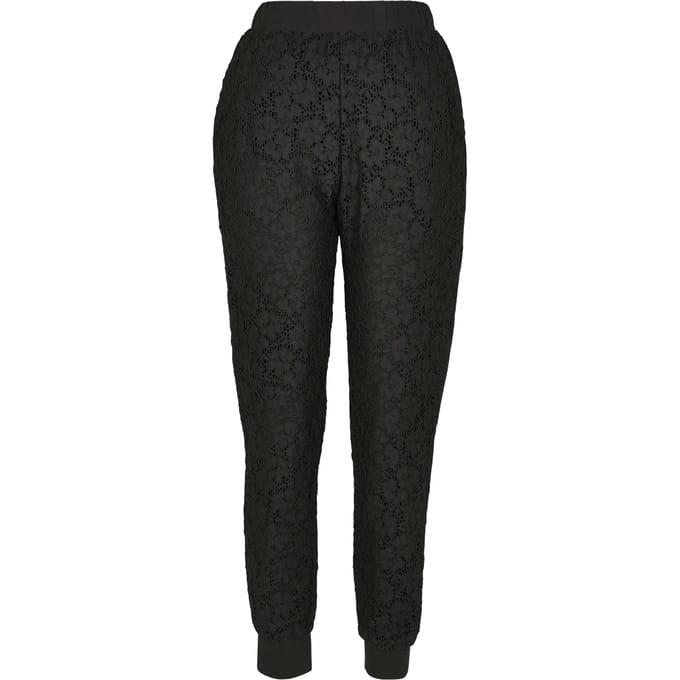 Urban Classics - Lace Jersey Dames joggingbroek - S - Zwart