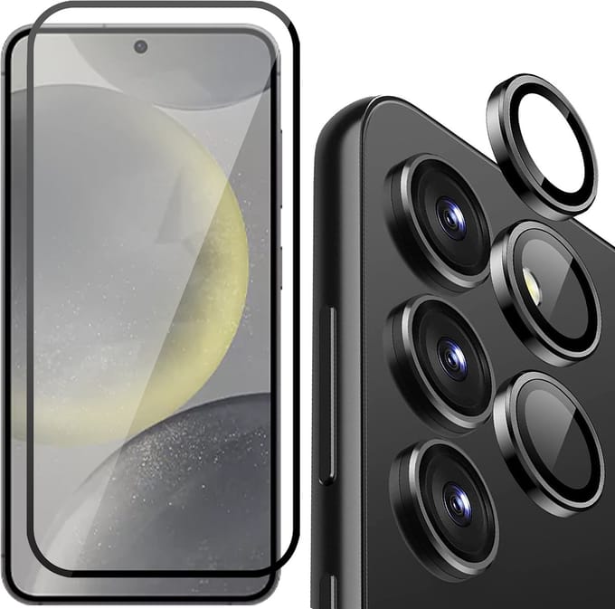Screenprotector & Camera Protector geschikt voor Samsung Galaxy S24 - Volledig Dekkend Glas