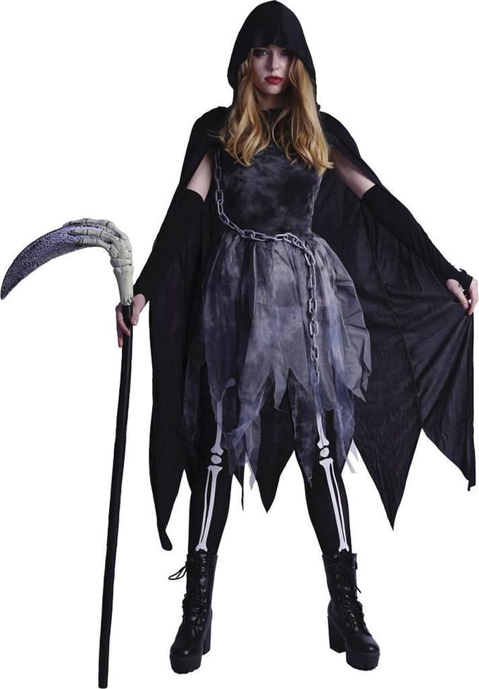 Halloween Dames Outfit Grim Reaper Maat 36-38
