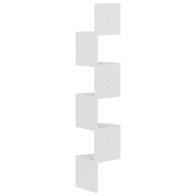 vidaXL - Hoekwandschap - 19x19x123 - cm - bewerkt - hout - wit