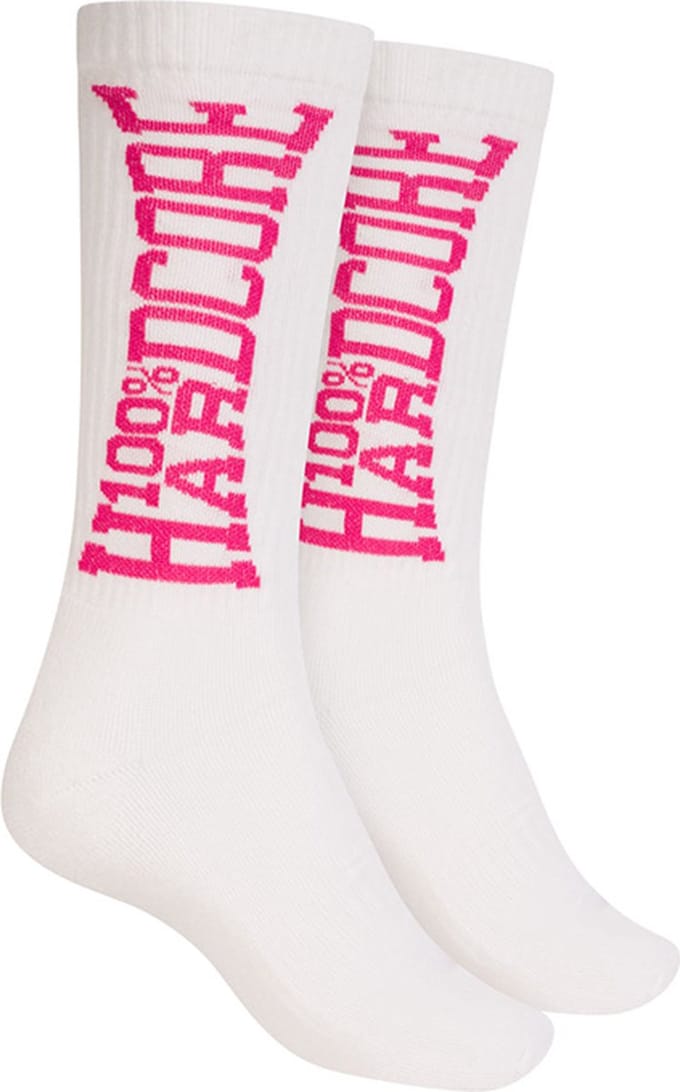 100% Hardcore Sportsokken Wit/Roze - Maat: 39-42