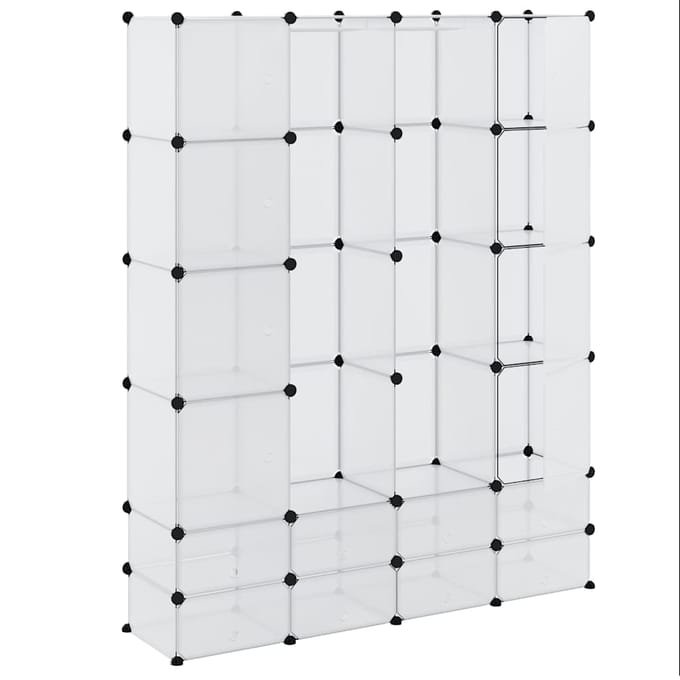 vidaXL - Modulaire - kast - met - 18 - compartimenten - wit - 37 - x - 146 - x - 180,5 - cm