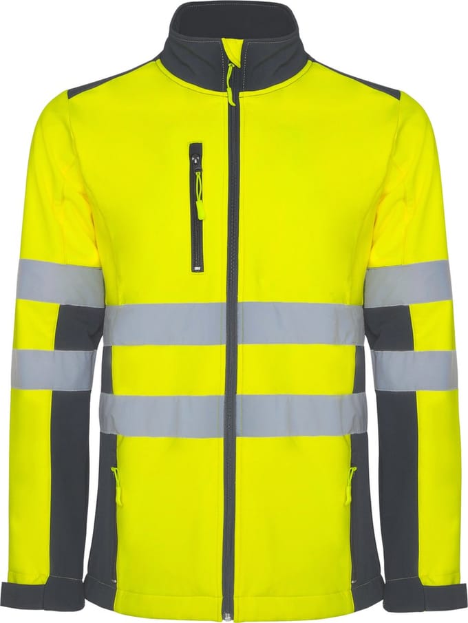 Roly Antares Soft Shell Jacket RY9303 - Lead 23/Fluor Yellow 221 - M