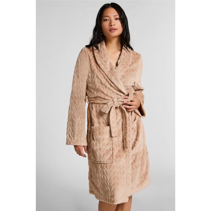 Hunkemöller Korte badjas Fleece Beige