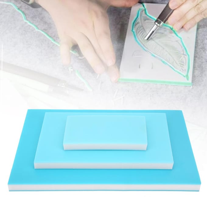 Bloc Caoutchouc Triple Couche Estampage Gravure Sculpture Bloc Caoutchouc PVC Bleu Blanc Bleu blue
