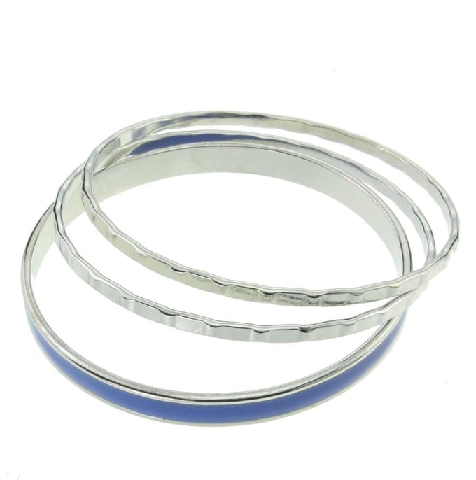 Behave - Armbandenset zilverkleur blauw - trendy stackingstijl dames