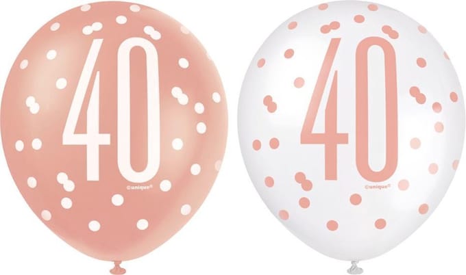 Ballonnen 40 Jaar Rosé Goud Glitz (6st)