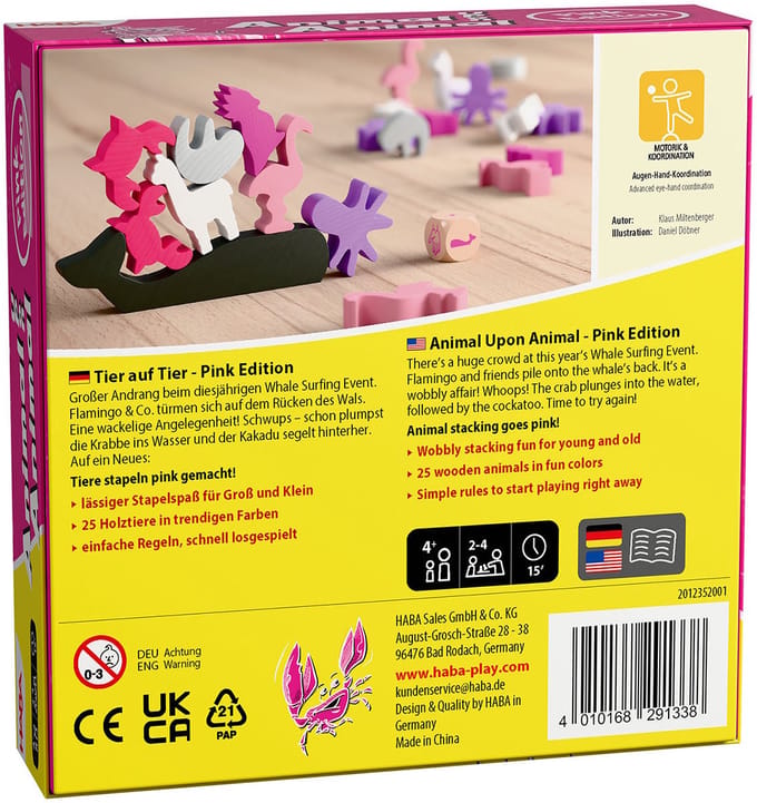 HABA Spiel Tier auf Tier Pink Edition