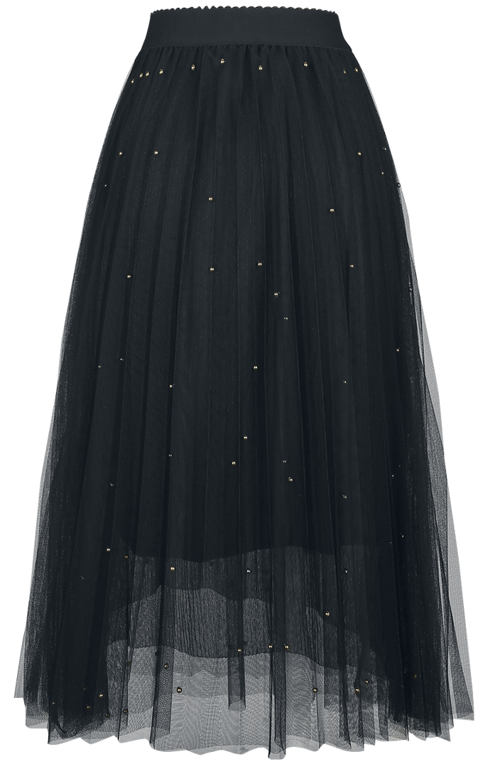 Banned Retro Midirok - Sophia Stud Net Skirt - S-M tot M-L - voor Vrouwen - zwart