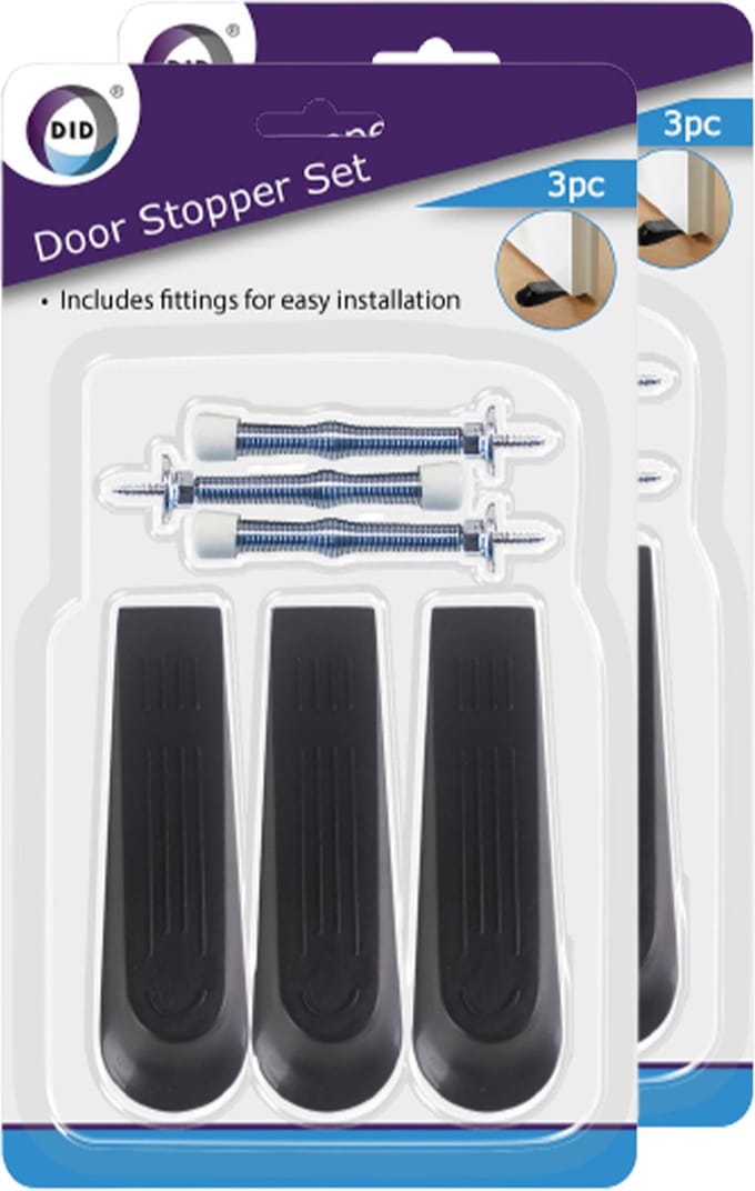 DID deurstoppers/deurwiggen - set van 6x stuks - zwart - rubber - deurbuffer