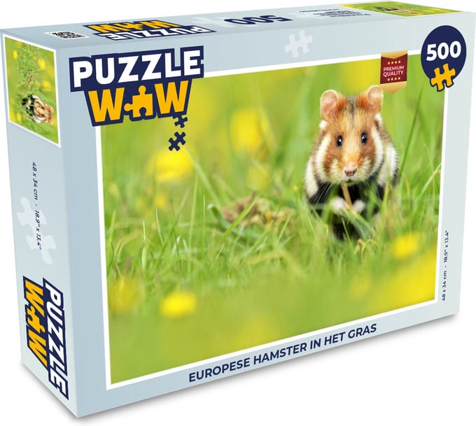 Puzzel Europese hamster in het gras - Legpuzzel - Puzzel 500 stukjes