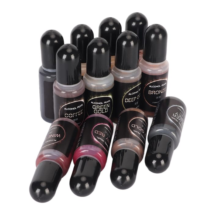12 Kleuren Metallic Alcoholinkt Set Hooggeconcentreerd 10ml Elk Alcoholverf voor Epoxyhars Kunst black