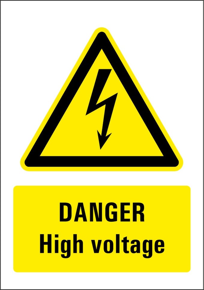 Danger high voltage sticker 210 x 297 mm