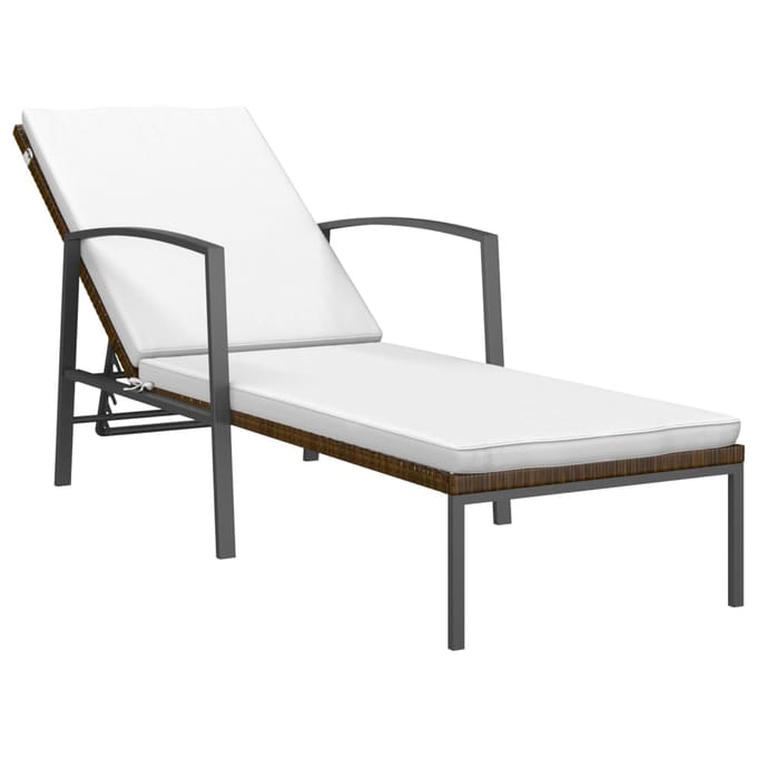 vidaXL - Ligbed - met - kussen - poly - rattan - bruin