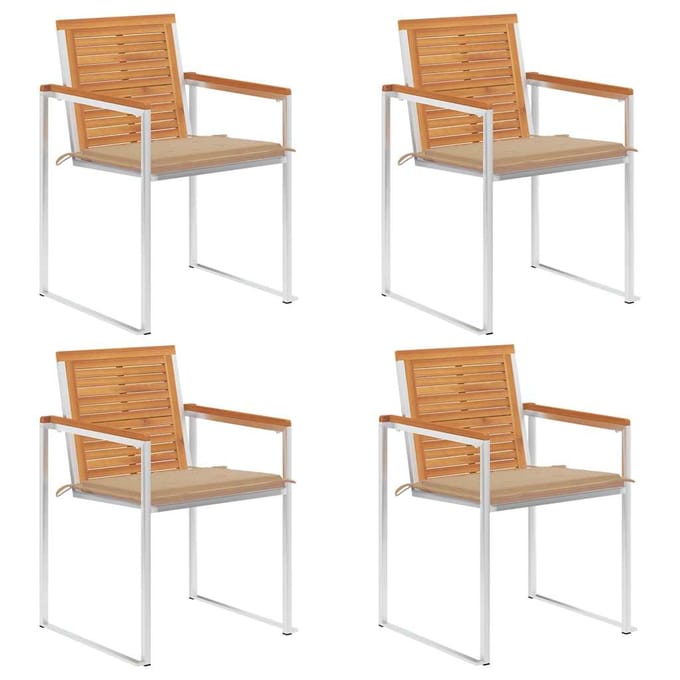 vidaXL - Tuinstoelen - 4 - st - met - kussens - massief - acaciahout