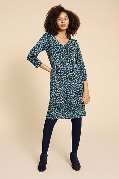 White Stuff Tallie Eco Vero Jersey Dre Teal Printed Taglia: 6 REGULAR | Abiti Midi Outlet | Donna | Ciano