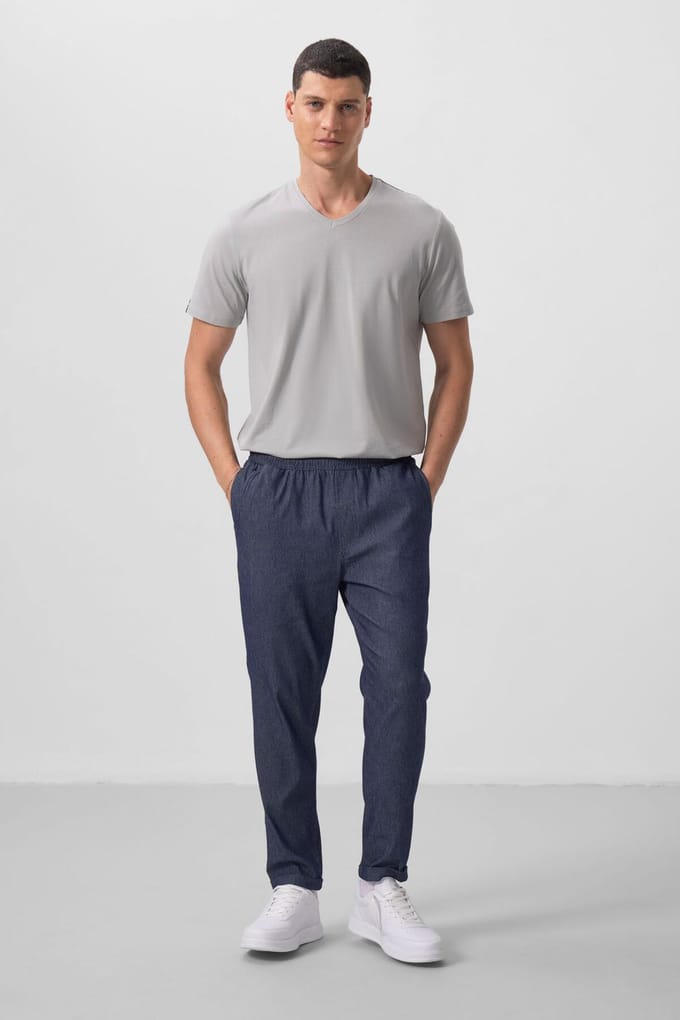 Heren Chino's met rechte pijpen van gabardine