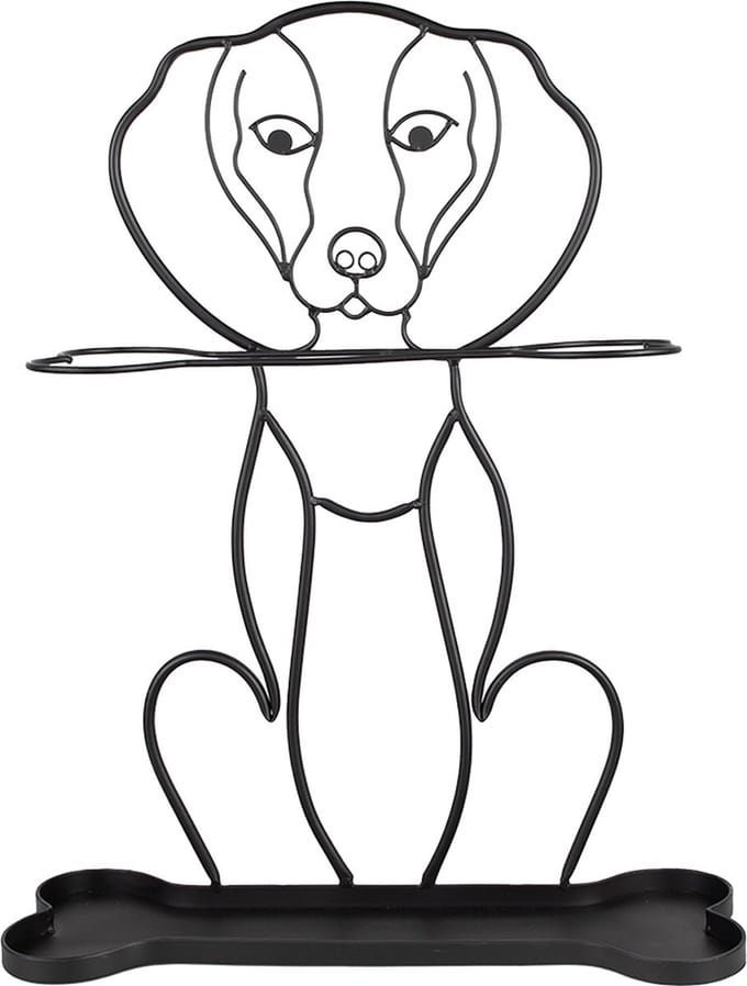 Clayre & Eef Paraplubak Hond 58 cm Zwart Metaal