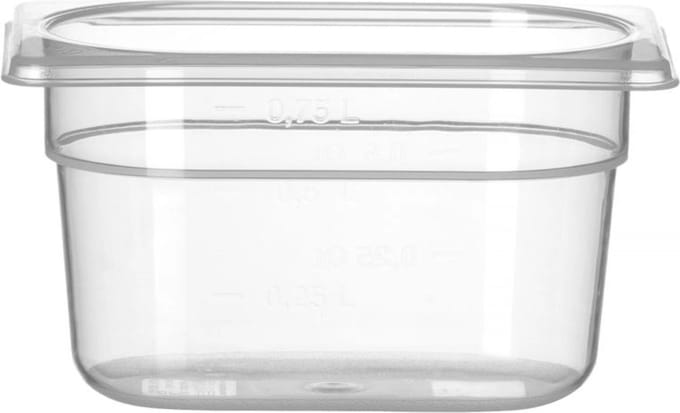 HENDI GN-container – polypropyleen – geur- en smaakvrij – temperatuurbestendig – 1 liter – transparant