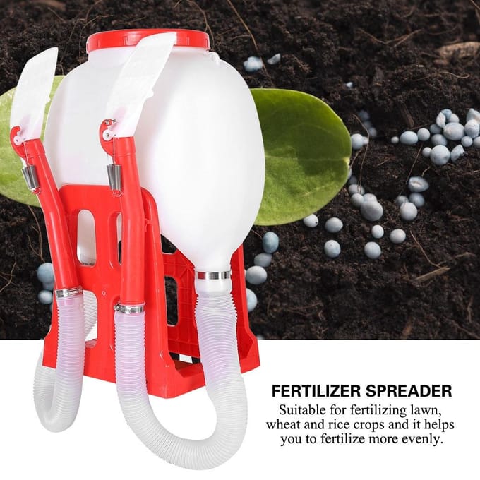 Pulvérisateur de Semences Manuel Grande Capacité 20L Sac à Dos Épandeur d'Engrais Outil de Semis de Jardin blanc