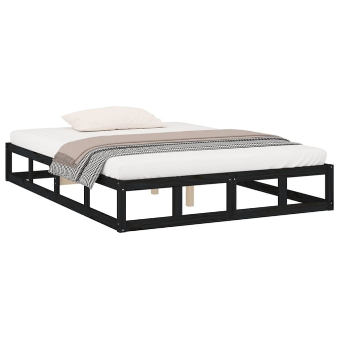 vidaXL - Bedframe - massief - hout - zwart - 180x200 - cm