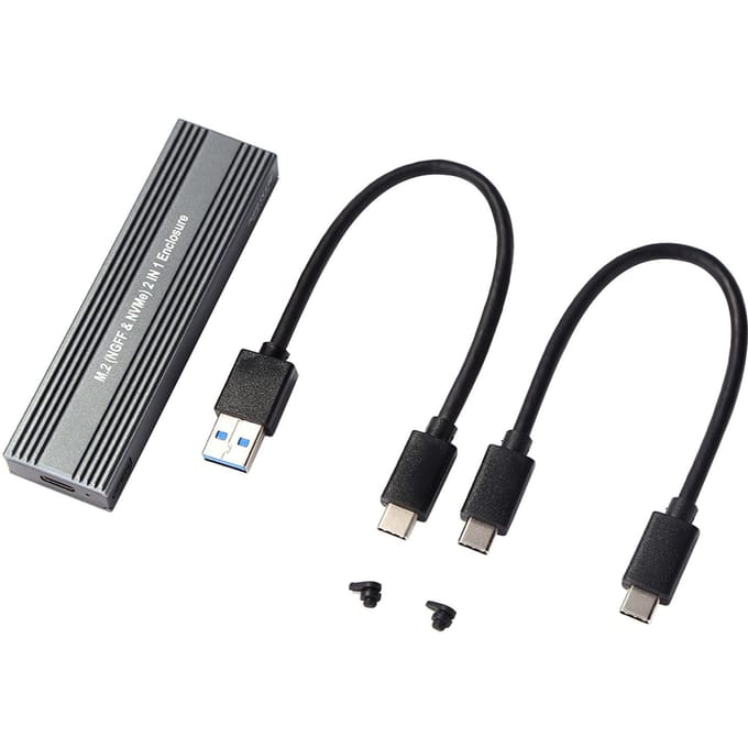 M2 SSD-behuizing NVME-behuizing M.2 naar USB Type C 3.1 SSD-adapter voor Dual Protocol NVME PCIE NGFF SATA zwart