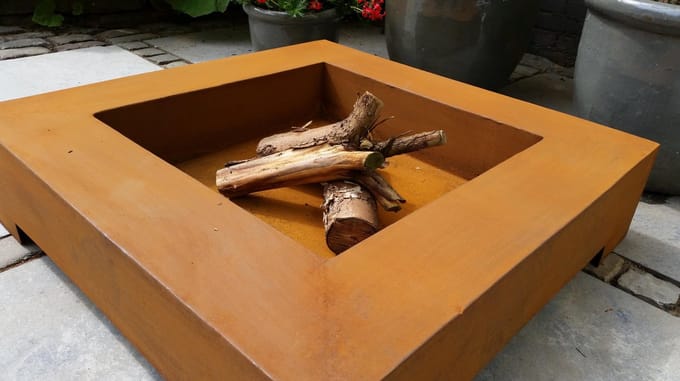 Cortenstalen Vuurschaal - The Square - Co-Fire - Design Outdoor Cooking