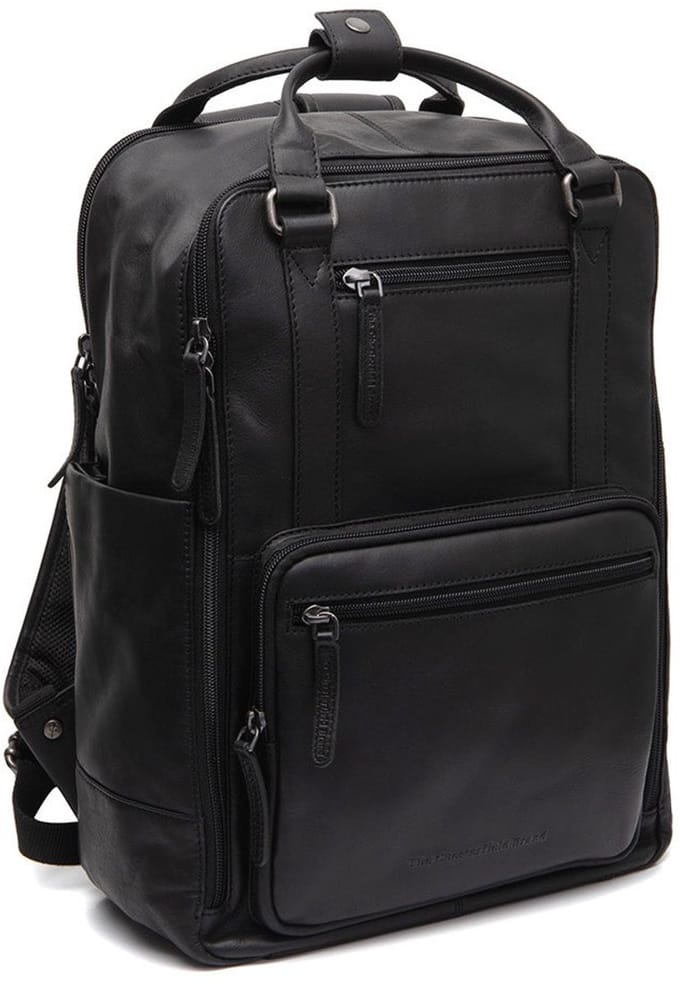 Chesterfield Calden Waxed Pull Up Rugzak met 15" Laptopvak - Zwart