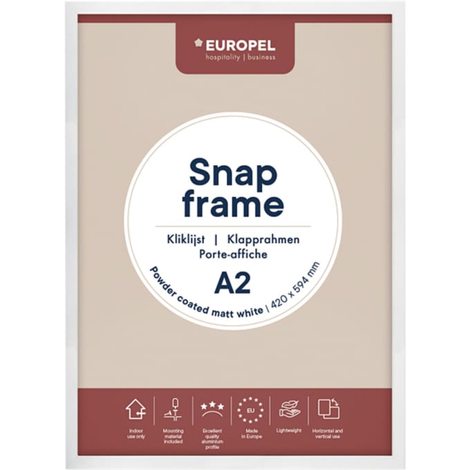 Kliklijst Europel - Posterlijst - A2 - 42 x 59,4 cm - 25mm frame - Mat wit
