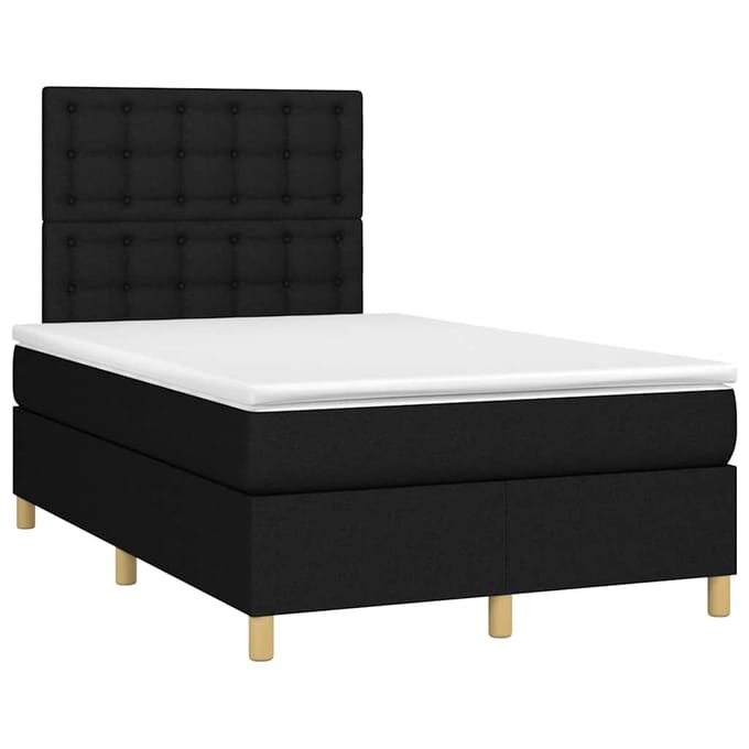 vidaXL - Boxspring - met - matras - en - LED - stof - zwart - 120x200 - cm