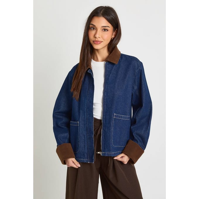boohoo Dames Denim Boerderijjas | Rinse | Maat: 44