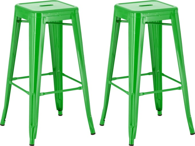 CLP Joshua Set van 2 barkrukken - Stapelbaar - Voetsteun - Metaal - groen