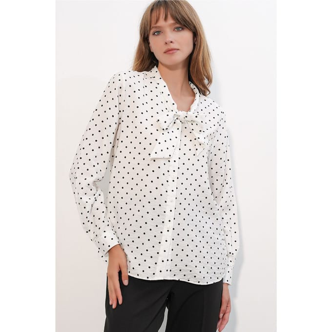 Polka Dot Poplin Blouse