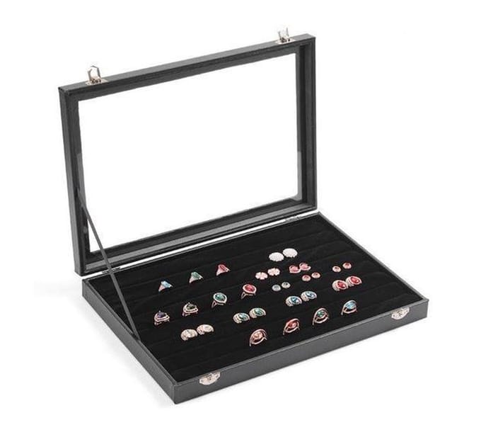 Ringen display koffer met deksel lederlook - velours