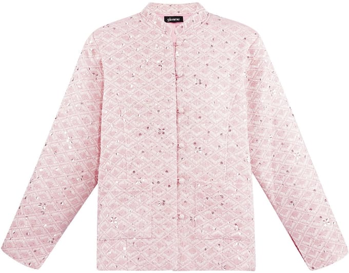 Elegante Vrouwen Jas met Traditionele Chinese Ontwerpelementen - Roze - Maat M