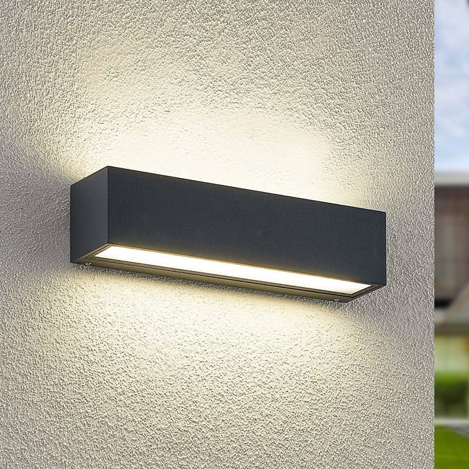 Arcchio LED wandlamp Lengo, 25 cm, 2-lamps, antraciet, CCT