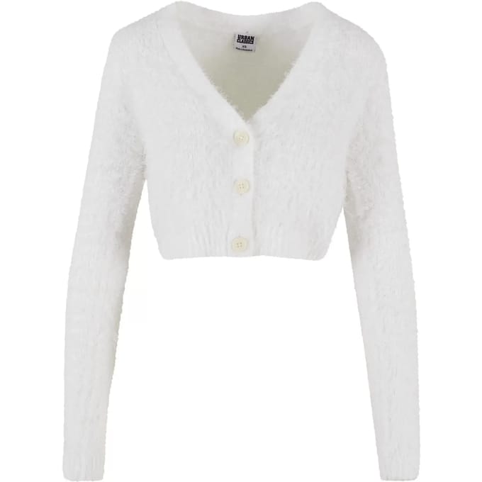 Urban Classics - Cropped Feather Cardigan - XL - Wit