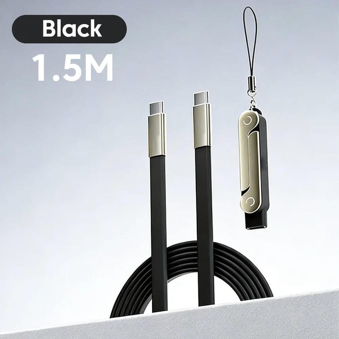 240W 2-in-1 USB C naar Type C Snelladen Opvouwbare Beugel Datakabel Voor iPhone 17 Afneembare Kabels type c Adapter white