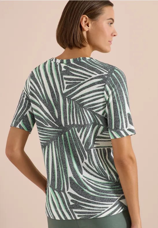 Shirt met boothals en print