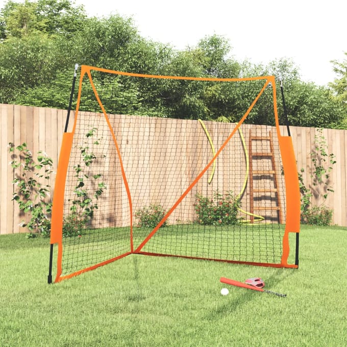 vidaXL - Honkbalnet - draagbaar - 183x182x183cm - staal - polyester - oranje - zwart