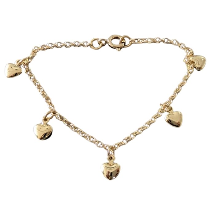 Armband hartjes 14k -goldplated- 15,5cm- kinderen- Charme Bijoux