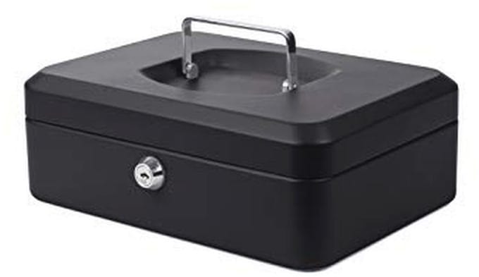 Geldcassette met cilinderslot en 2 sleutels - 10 inch, zwart