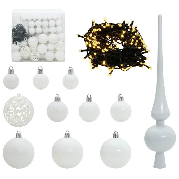 vidaXL Kerstbal Set 120 st 300 LED's Warmwit Ø 6 cm