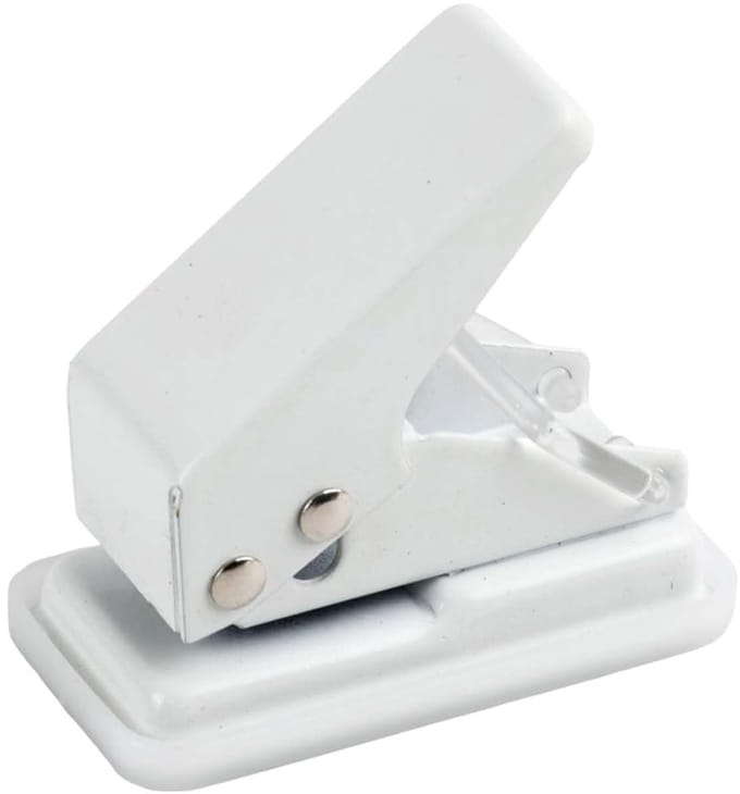 Dailygoods - 1 Mini Enkelgats Perforator, Handmatige Perforator, Maximaal 10 Vellen Per Keer, Gatdiameter 6 Mm, Wit