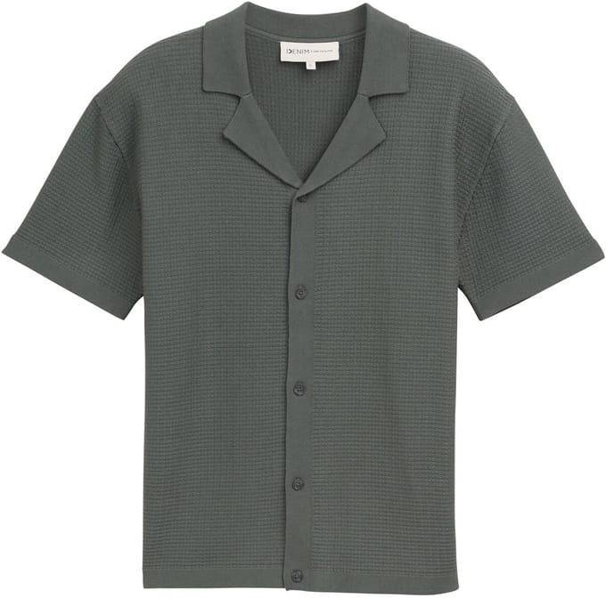 Tom Tailor Denim - Gebreide polo met korte mouwen - Maat XS - washed jasper green