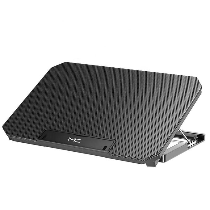 MC Q100 Laptopkoeler 2-ventilator Laptopkoelstandaard Geluidsarm ontwerp met 4-standen verstelbare hoogte zwart