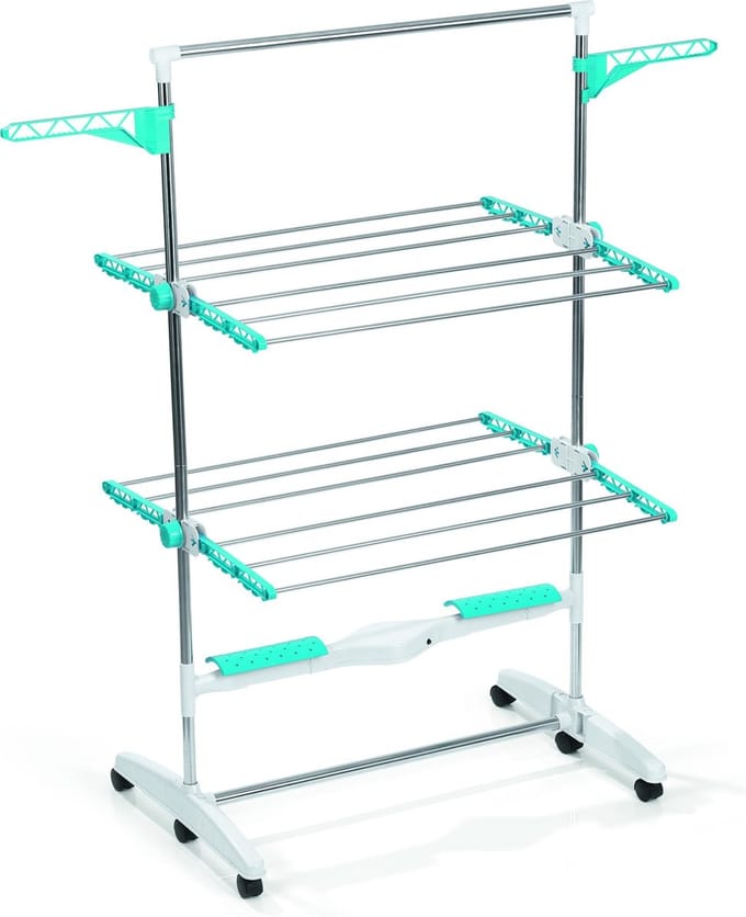 EasyMaxx - Droogrek Elektrisch - Kunststof/Alumunium - Zilver/Turquoois